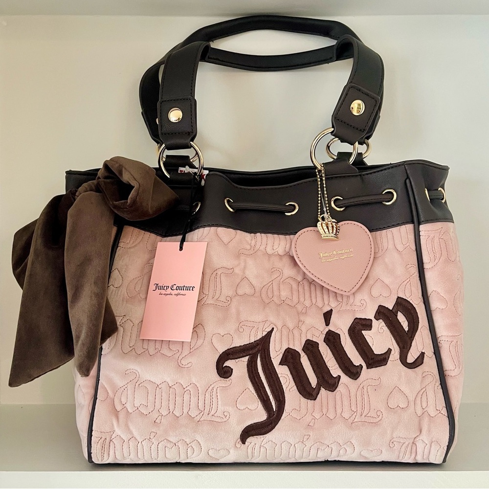 BNWT Juicy Couture Pink and Brown Vintage Dreams Tote